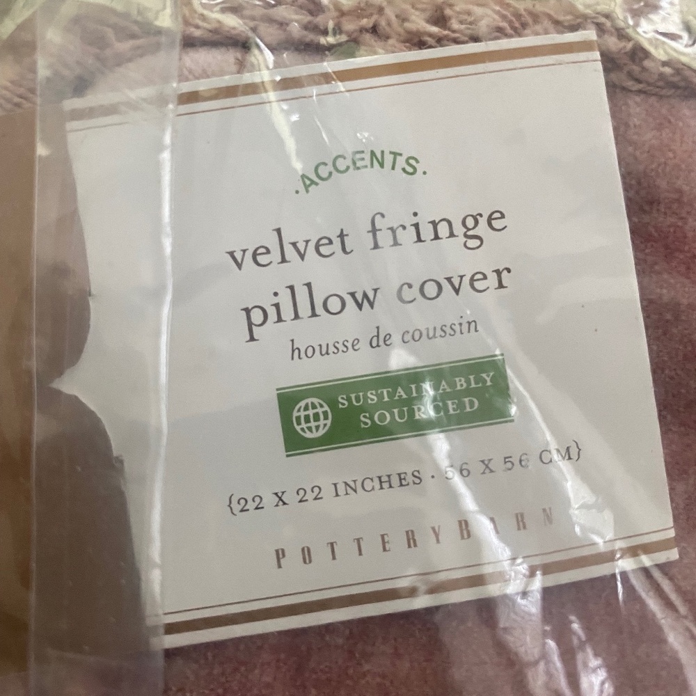 Pottery Barn 22” pillow cover velvet fringe